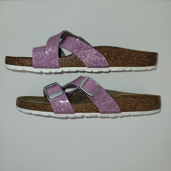 Birkenstock Yao Adjustable Slide Sandal Lavender Sparkle Size EU 40 Narrow - Picture 5 of 10